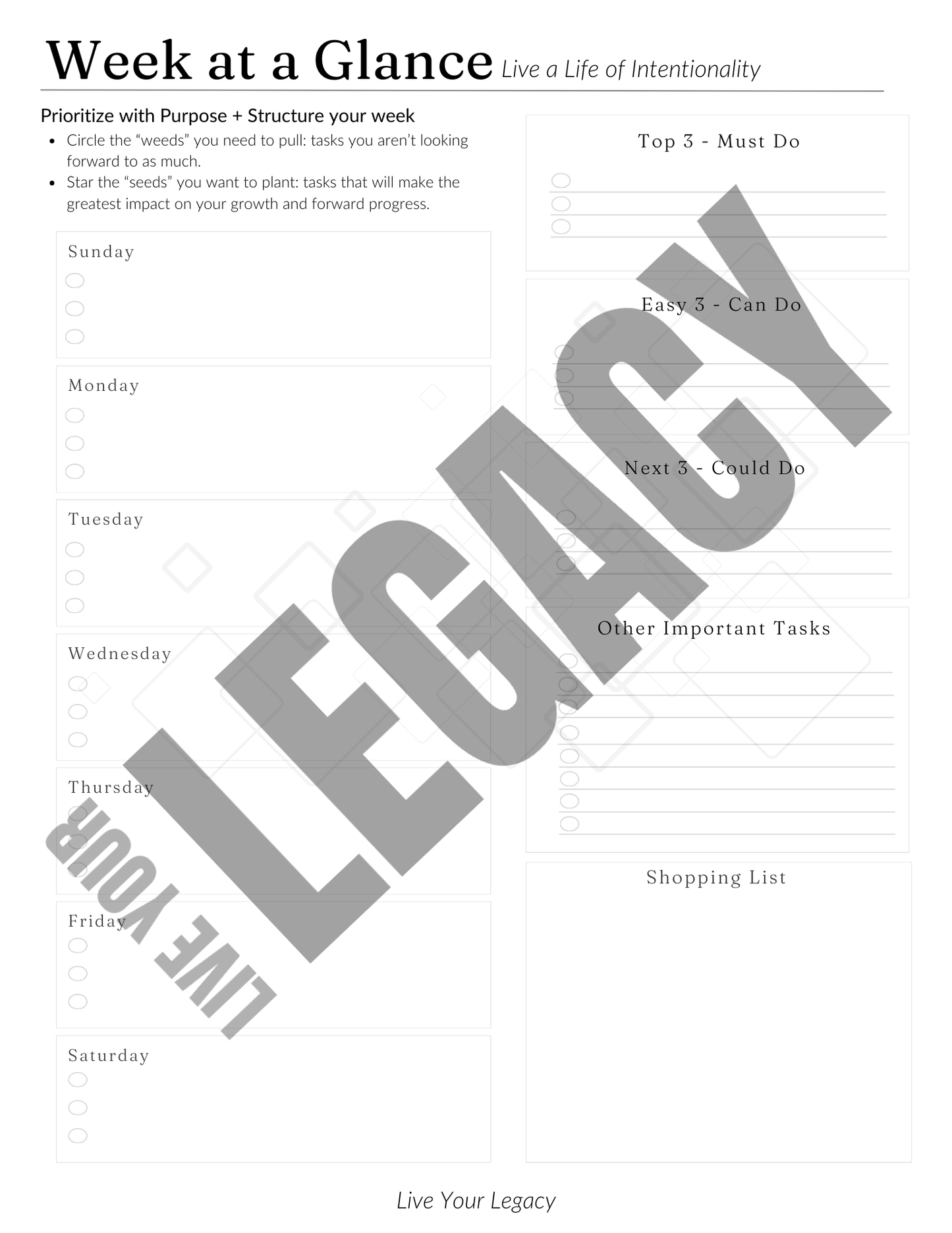 Live Your Legacy Quarterly Planner THRIVE Edition