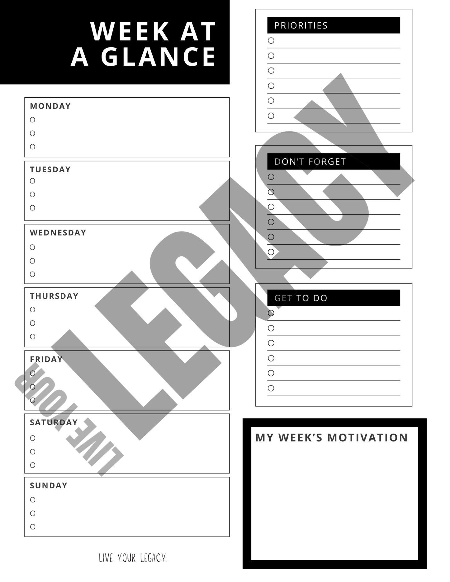 Bundle & Save Live Your Legacy Planner