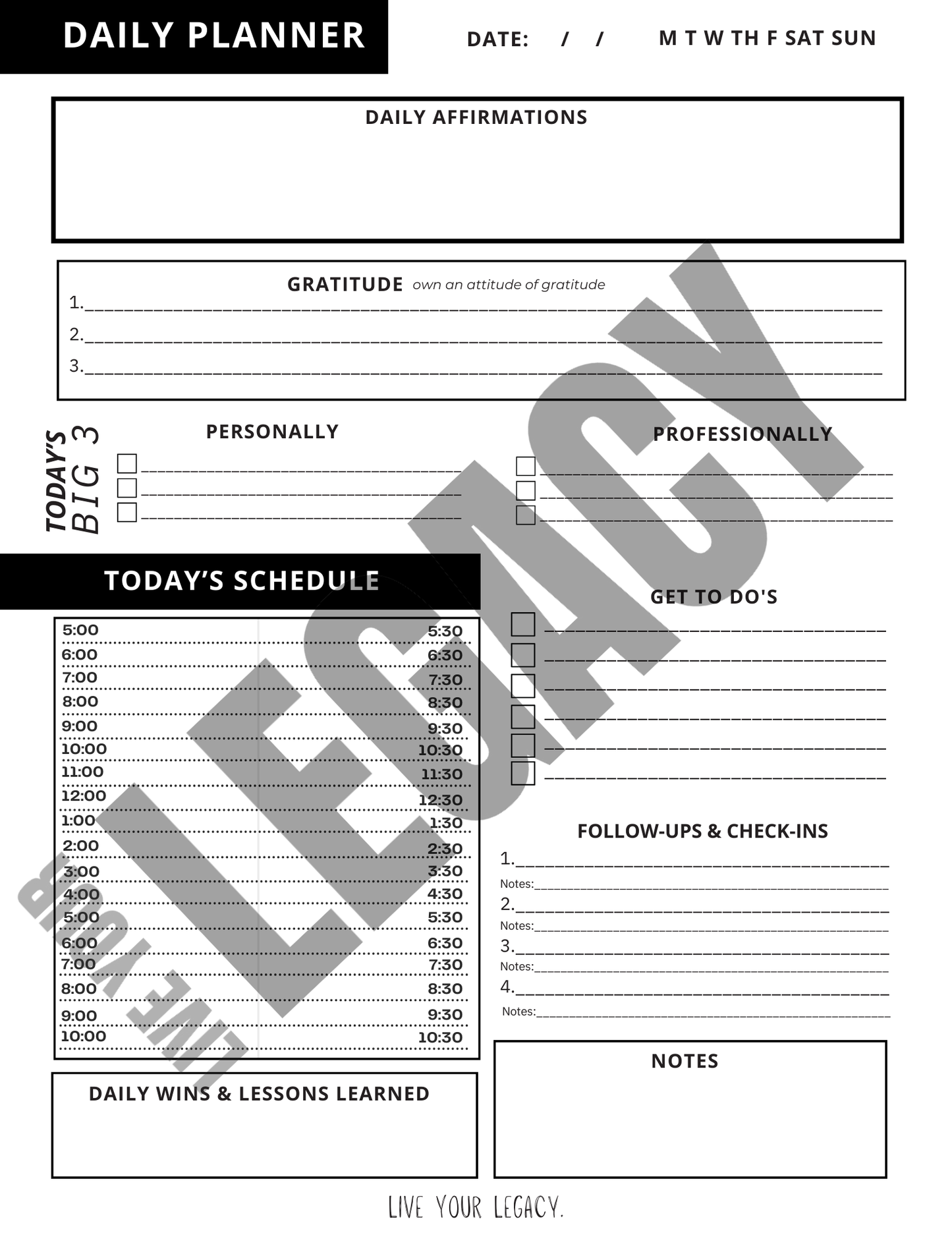 Bundle & Save Live Your Legacy Planner